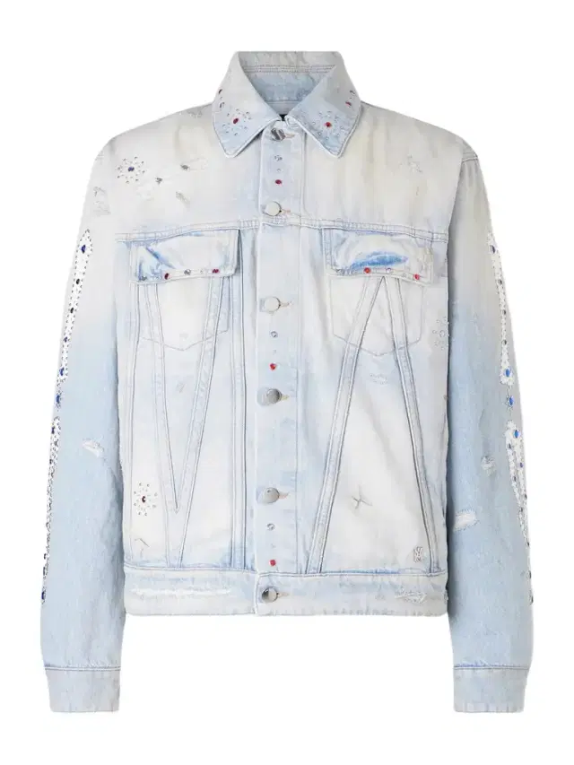 AMIRI Embellished Distressed Denim Jacket - Men