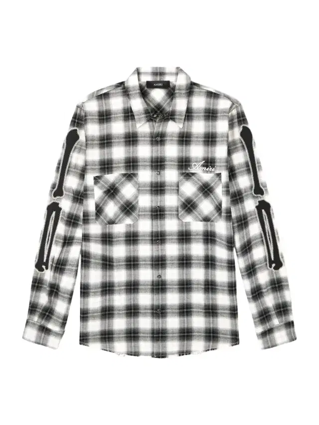AMIRI Bones Appliquéd Frayed Checked Cotton-Flannel Overshirt - Men