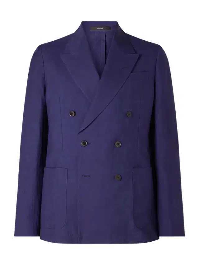 Double-Breasted Wool and Linen-Blend Blazer - Men