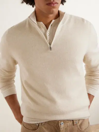 FEDELI Cashmere Half-Zip Sweater - Men | Thumbnail 4