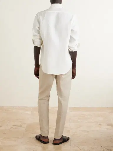 ELEVENTY Straight-Leg Cotton and Linen-Blend Drawstring Trousers - Men | Thumbnail 4
