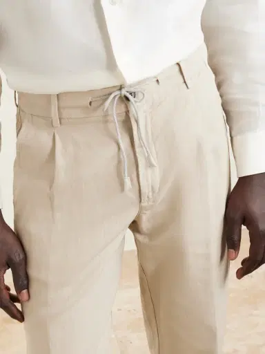 ELEVENTY Straight-Leg Cotton and Linen-Blend Drawstring Trousers - Men | Thumbnail 6