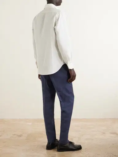 ELEVENTY Straight-Leg Lyocell and Linen-Blend Drawstring Trousers - Men | Thumbnail 4
