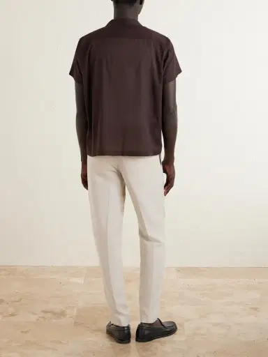 ELEVENTY Straight-Leg Lyocell and Linen-Blend Drawstring Trousers - Men | Thumbnail 4