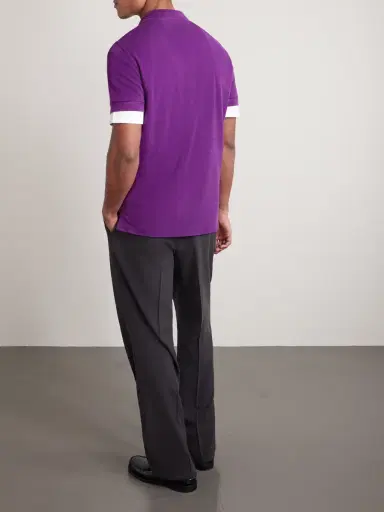 Tom Ford Slim-Fit Lyocell and Cotton-Blend Piqué Polo Shirt - Men | Thumbnail 4 Tom Ford Slim-Fit Lyocell and Cotton-Blend Piqué Polo Shirt - Men | Thumbnail 4