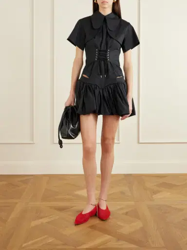 Tolu Coker Open-back Pleated Cotton-poplin Mini Corset Dress | Thumbnail 2
