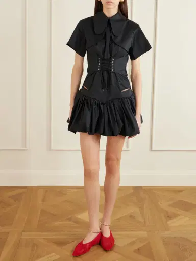 Tolu Coker Open-back Pleated Cotton-poplin Mini Corset Dress | Thumbnail 3