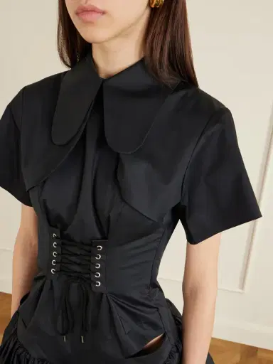Tolu Coker Open-back Pleated Cotton-poplin Mini Corset Dress | Thumbnail 5