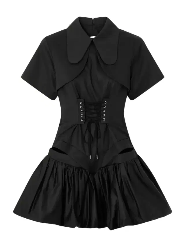 Open-back Pleated Cotton-poplin Mini Corset Dress