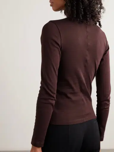FLORE FLORE Dinah Ribbed Organic Cotton-jersey Turtleneck Top | Thumbnail 4 FLORE FLORE Dinah Ribbed Organic Cotton-jersey Turtleneck Top | Thumbnail 4