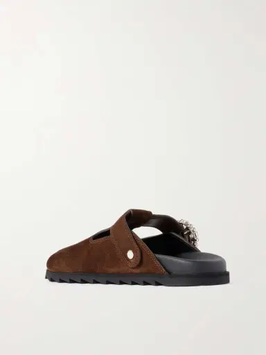 Roger Vivier Slidy Viv Crystal-embellished Suede Slip-ons | Thumbnail 3