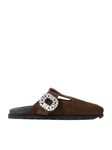 Roger Vivier Slidy Viv Crystal-embellished Suede Slip-ons | Thumbnail 1