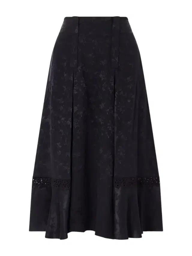 Amparo Pleated Lace-trimmed Silk-satin Jacquard Midi Skirt