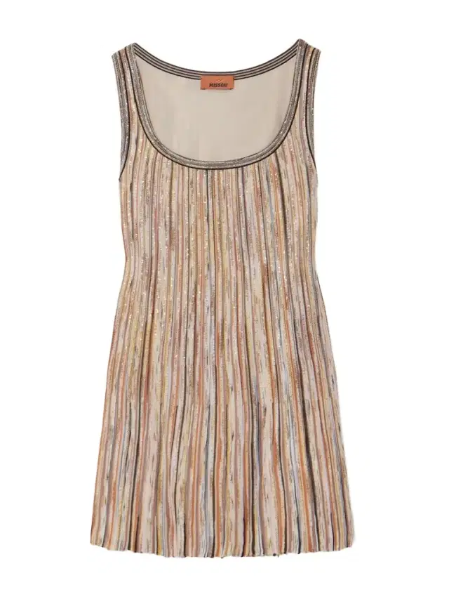 Missoni Striped Sequined Metallic Ribbed-knit Mini Dress