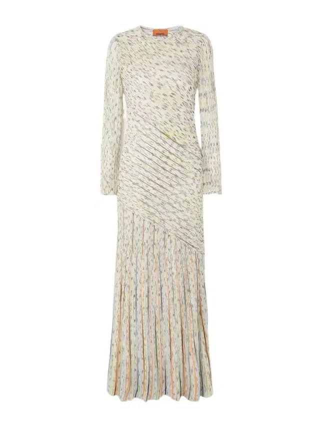 Missoni Draped Striped Sequined Ribbed-knit Maxi Dress
