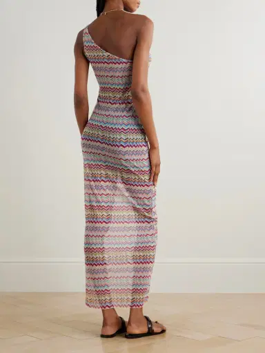 Missoni One-shoulder Striped Stretch-mesh Coverup | Thumbnail 3