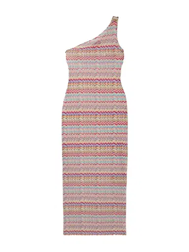 Missoni One-shoulder Striped Stretch-mesh Coverup | Thumbnail 1