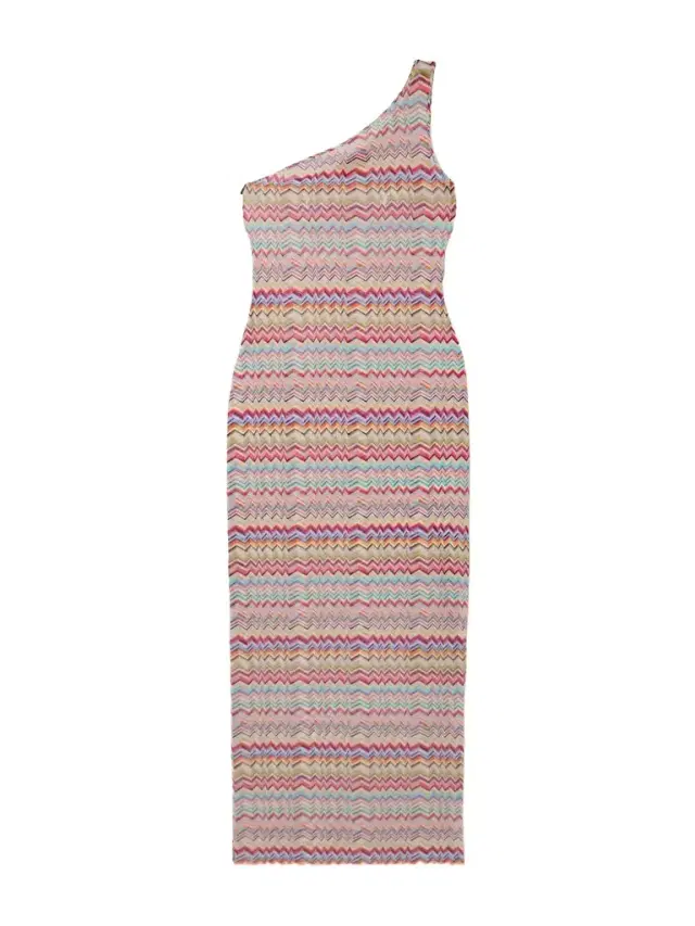 One-shoulder Striped Stretch-mesh Coverup