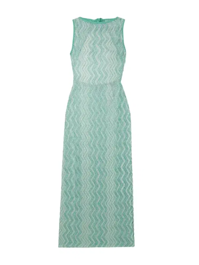 Striped Metallic Crochet-knit Coverup