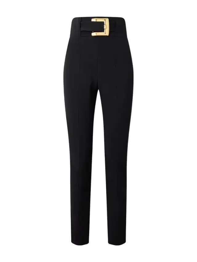 Belted Stretch-ponte Skinny Pants