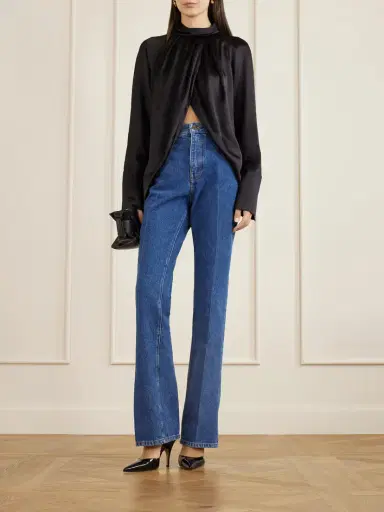 Balmain Draped Silk-satin Blouse | Thumbnail 2 Balmain Draped Silk-satin Blouse | Thumbnail 2