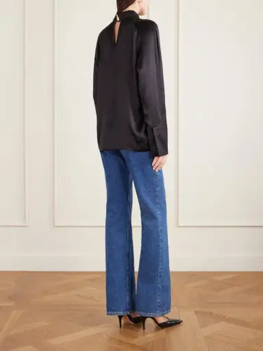 Balmain Draped Silk-satin Blouse | Thumbnail 3 Balmain Draped Silk-satin Blouse | Thumbnail 3
