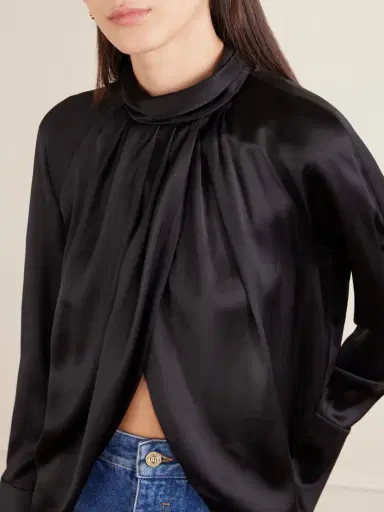 Balmain Draped Silk-satin Blouse | Thumbnail 4 Balmain Draped Silk-satin Blouse | Thumbnail 4