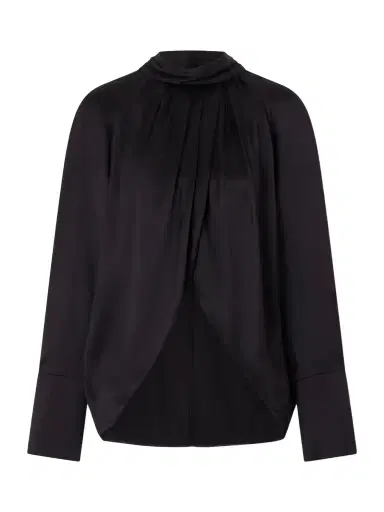 Balmain Draped Silk-satin Blouse | Thumbnail 1 Balmain Draped Silk-satin Blouse | Thumbnail 1