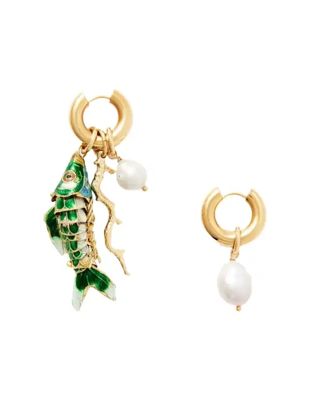 Barrier Gold-plated, Enamel And Pearl Hoop Earrings