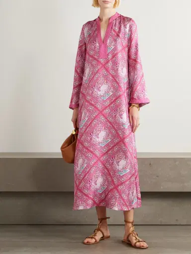 Emporio Sirenuse Jenna Printed Silk Kaftan | Thumbnail 2 Emporio Sirenuse Jenna Printed Silk Kaftan | Thumbnail 2