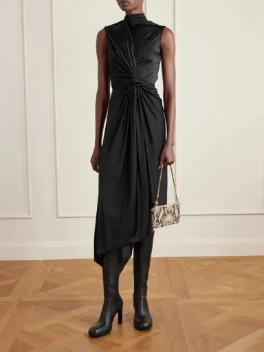 Balenciaga Asymmetric Draped Knotted Satin-jersey Dress | Thumbnail 2 Balenciaga Asymmetric Draped Knotted Satin-jersey Dress | Thumbnail 2
