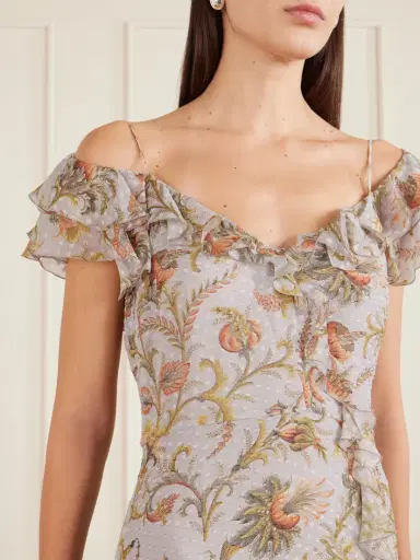 Etro Ruffled Floral-print Silk-blend Midi Dress | Thumbnail 4 Etro Ruffled Floral-print Silk-blend Midi Dress | Thumbnail 4