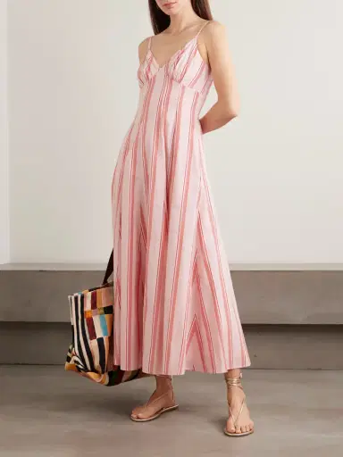 Rosie Assoulin Gathered Striped Cotton Midi Dress | Thumbnail 2