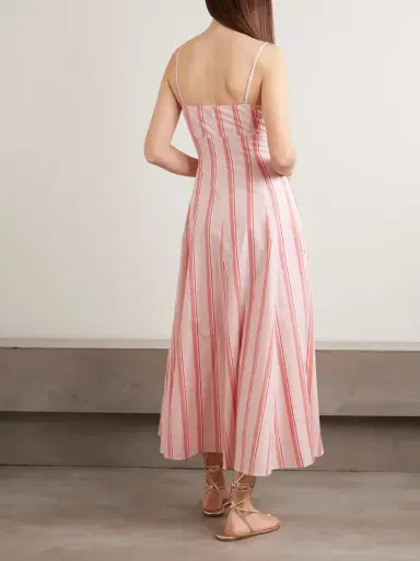 Rosie Assoulin Gathered Striped Cotton Midi Dress | Thumbnail 3