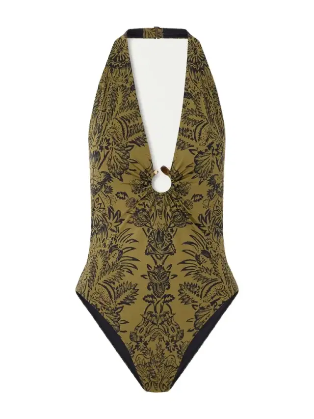 Milos Embellished Ring-detailed Printed Swimsuit