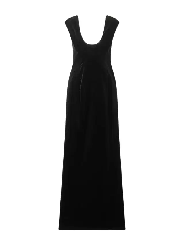 Shirred Cotton-velvet Gown