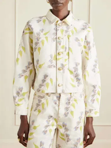 Ulla Johnson Bobbi Cropped Printed Denim Jacket | Thumbnail 3 Ulla Johnson Bobbi Cropped Printed Denim Jacket | Thumbnail 3