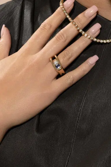 Uniform Object Blue Sapphire Diamond Impact Ring | Thumbnail 2
