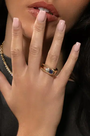 Uniform Object Blue Sapphire Diamond Impact Ring | Thumbnail 3