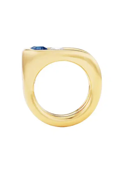 Uniform Object Blue Sapphire Diamond Impact Ring | Thumbnail 5