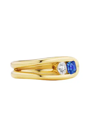 Uniform Object Blue Sapphire Diamond Impact Ring | Thumbnail 6