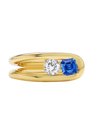Uniform Object Blue Sapphire Diamond Impact Ring | Thumbnail 1