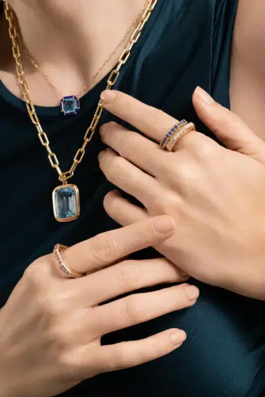 GOSHWARA Blue Sapphire G-Classic Square Band | Thumbnail 4