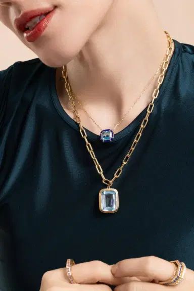 GOSHWARA Blue Topaz Manhattan Pendant Necklace | Thumbnail 2
