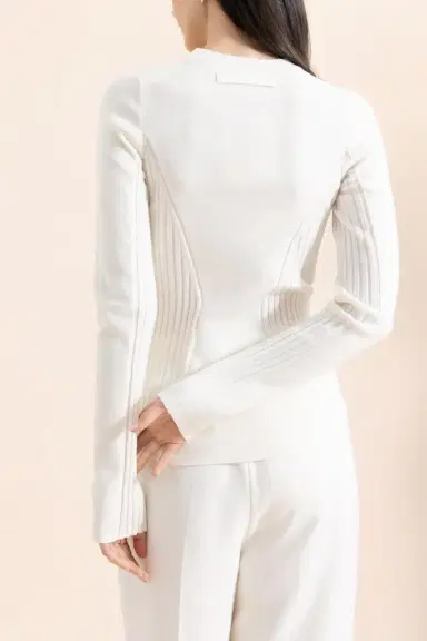 Victoria Beckham Panelled Rib Crew Neck Top | Thumbnail 4