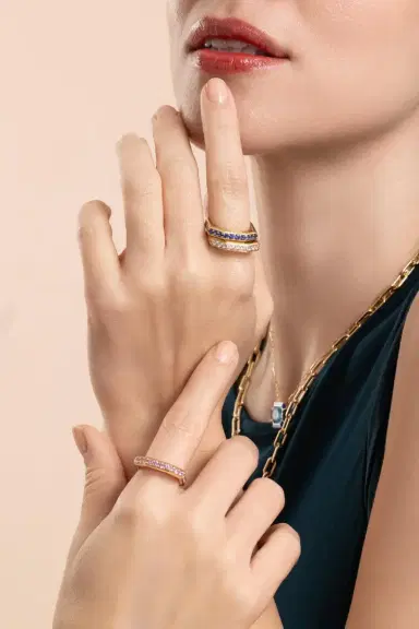 GOSHWARA Pink Sapphire G-Classic Square Band | Thumbnail 2