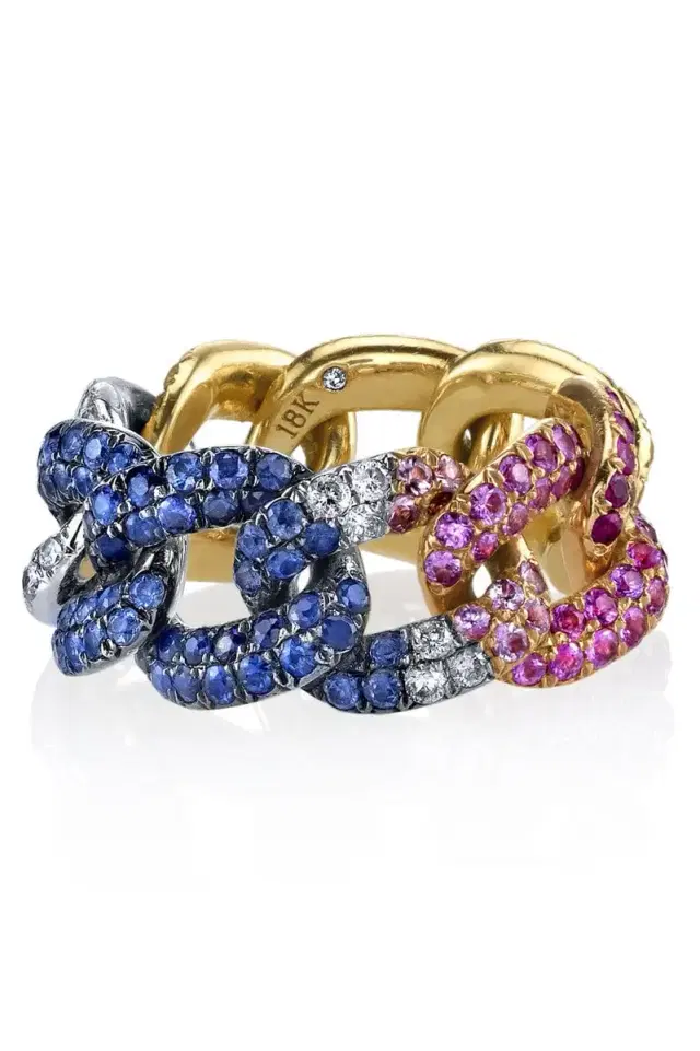 Rainbow Pave Essential Link Ring