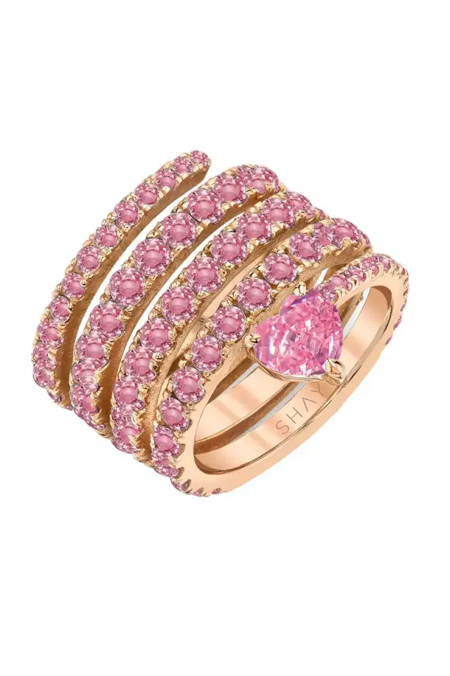 Spiral Swirl Heart Pink Ring