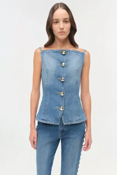 Simkhai Amelia Studded Denim High Rise | Thumbnail 3 Simkhai Amelia Studded Denim High Rise | Thumbnail 3