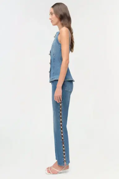 Simkhai Amelia Studded Denim High Rise | Thumbnail 4 Simkhai Amelia Studded Denim High Rise | Thumbnail 4